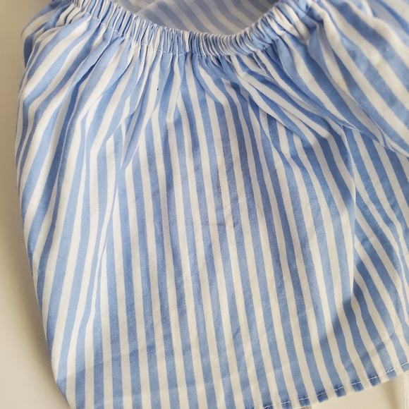 Zara Striped Off the Shoulder Top, Blue White, L - Picture 7 of 7